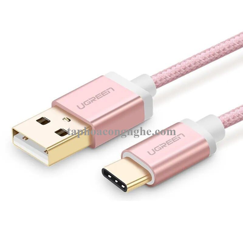 Ugreen 20865 0.5M màu Hồng Dây USB 2.0 sang Type-C đầu nhôm dây bọc vinyl US174 30020865